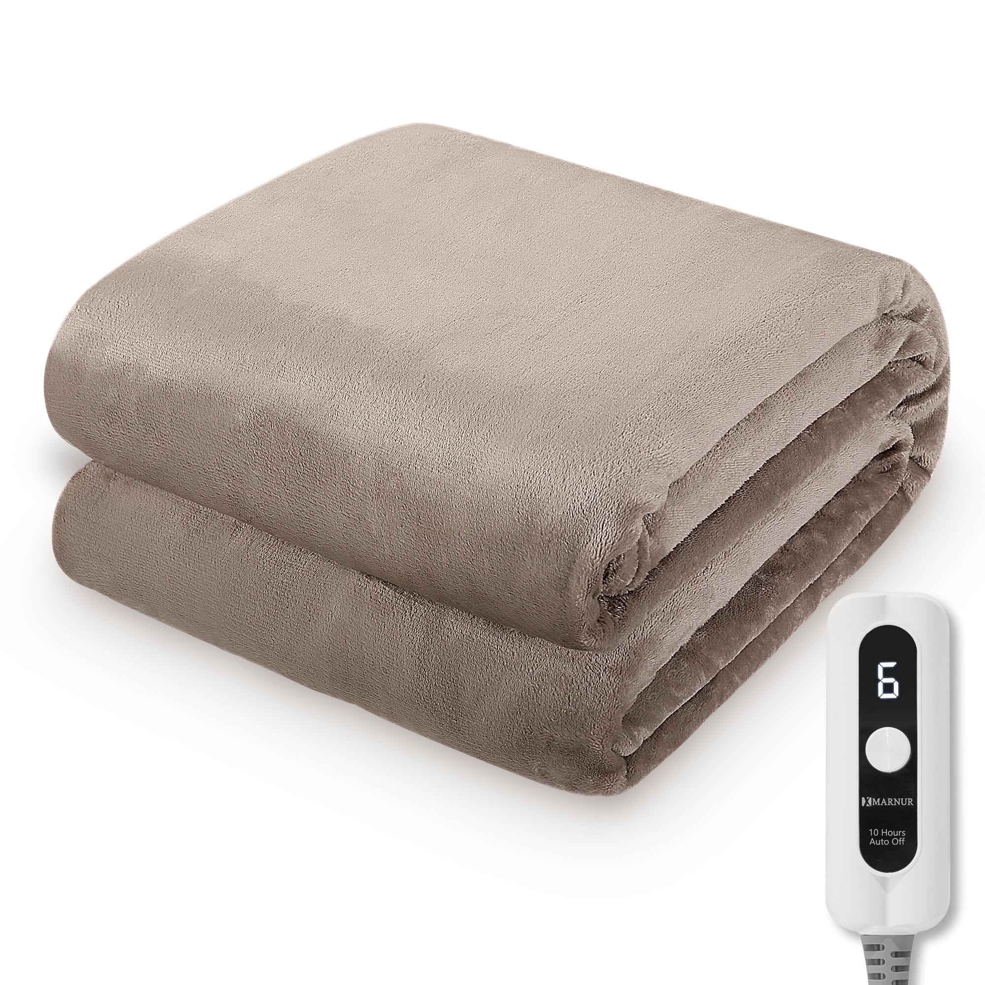 Electric Blanket 72" x 84" Full Size with 6 Heating Levels, 10 H Auto-off, Flannel, Machine Washable, Linen