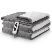 Maxkare Electric Blanket 72"x84" Full Size with 6 Heating Levels & 10H Auto-off, ETL and FCC Certification Machine Washable, Gray & White
