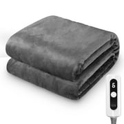 Maxkare Electric Heated Blanket 72"x84" Full Size with 6 Heating Levels & 10H Auto-off, ETL Certification, Grey