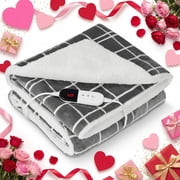 Naipo Electric Heated Blanket Throw 4 Hour Auto off and 6 Heating Levels, Flannel Blanket 50" x 60" Quick Heating and Machine Washable, Home Office Use for Gift