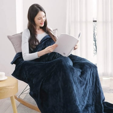 Maxkare Electric Heated Blanket Twin Size 62" x 84" with 6 Heating Levels & 10H Timer, Machine Washable, Blue