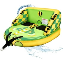 Maxkare Inflatable Towable Tube for Boating Waterskiing with EVA Foam Seat Pads, Towables for 1-2 Person-Green