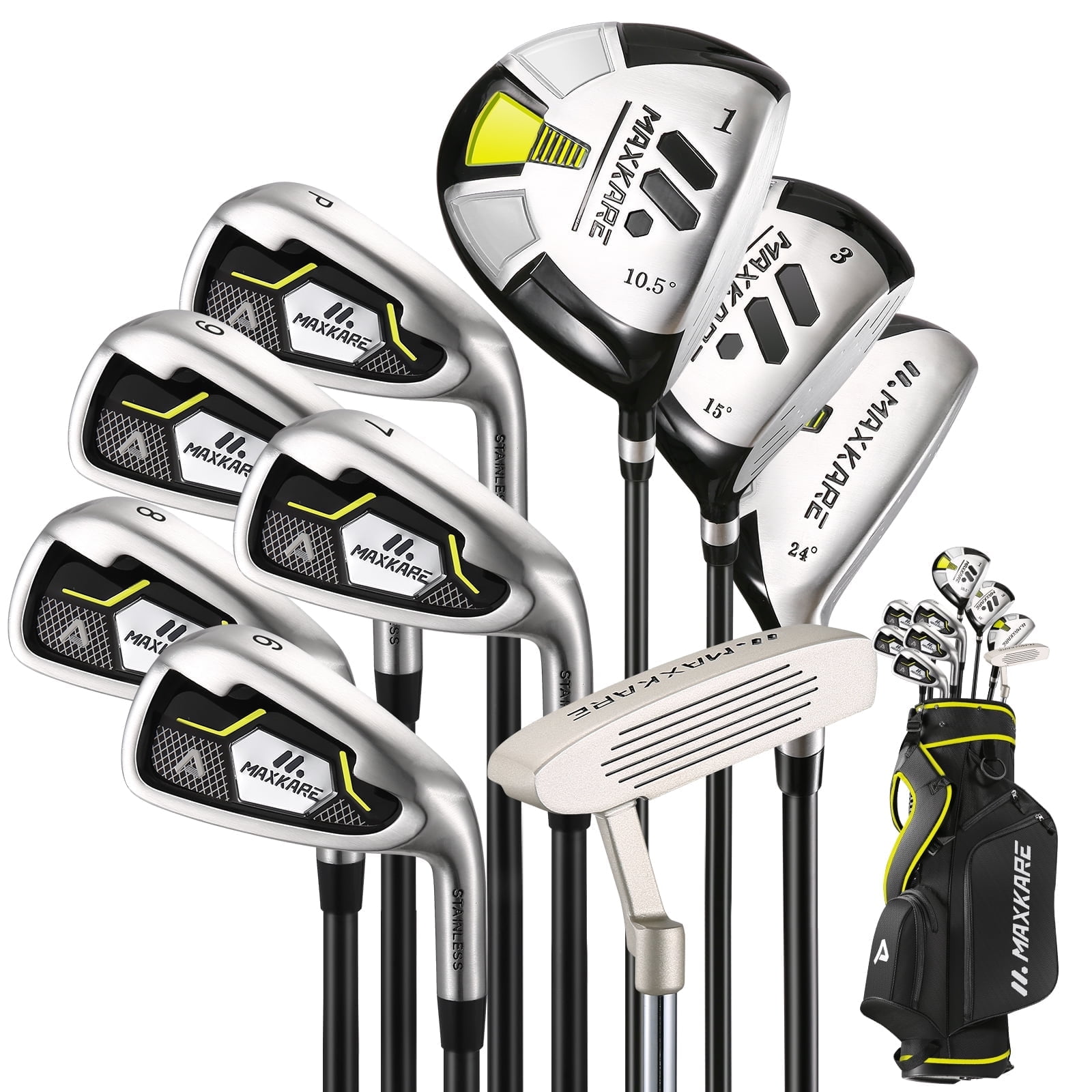 Maxkare Men's Golf Clubs Set 9-piece Complete Set with Bag, Right