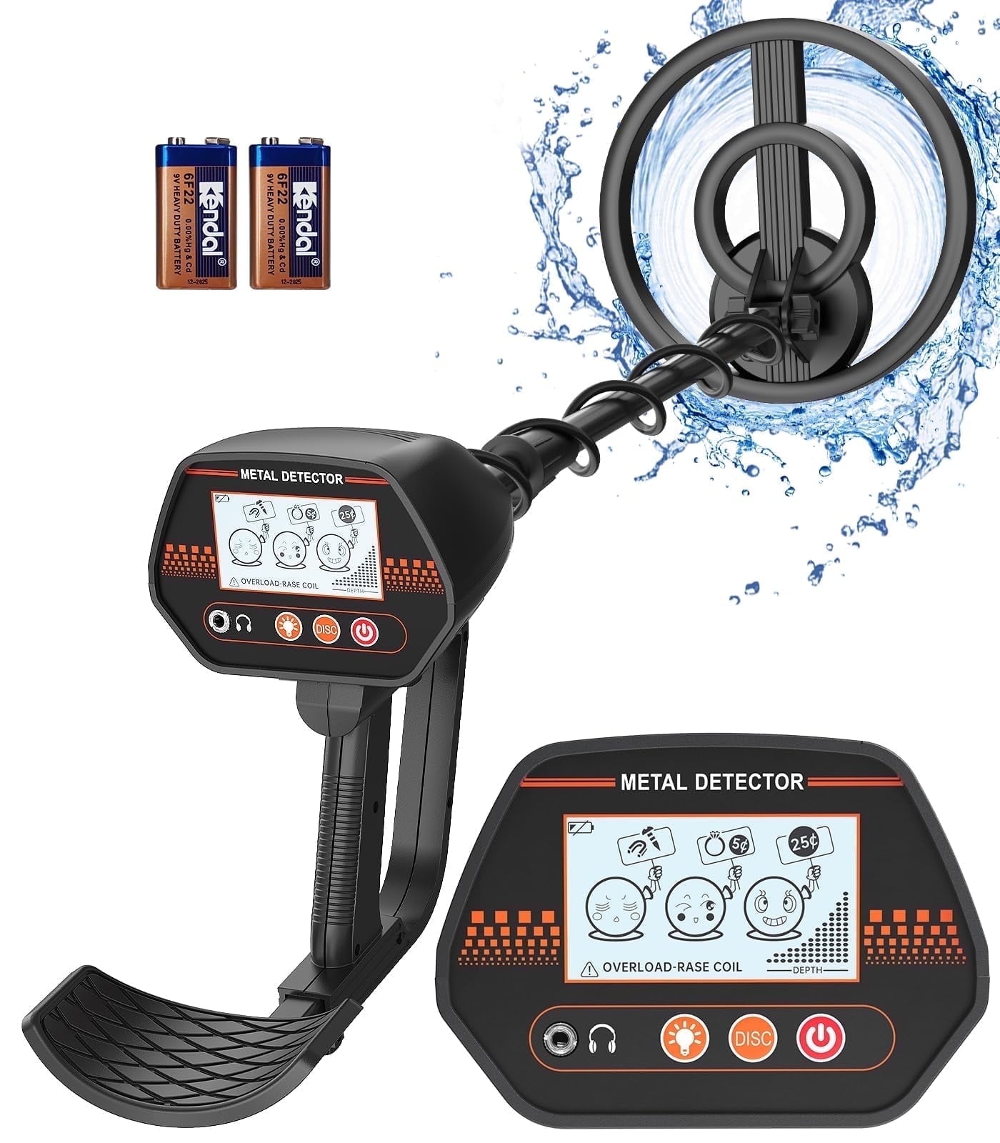 Naipo Metal Detector for Kids, 8"" Waterproof Beach Metal Detector with Backlight LCD Display, 30"" - 41"" Adjustable Kids Metal Detector Ages 8-12, Lightweight for Treasure Hunting