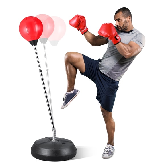 Maxkare Punching Bag with Stand and Gloves, Adjustable Height for Adults & Kids, Home Gym Workout Fitness