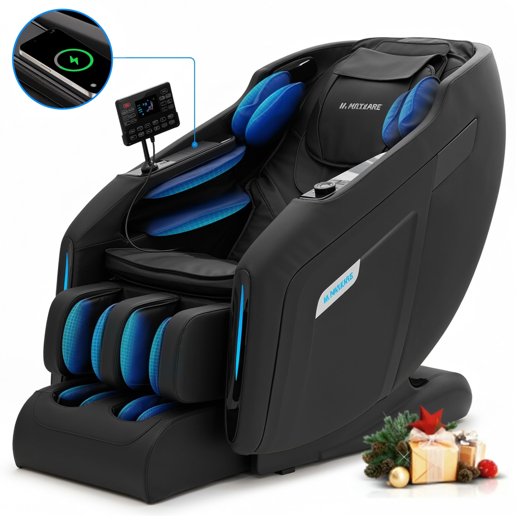 MaxKare Massage Chair Full Body, Zero Gravity, SL-Track Shiatsu Massage with Heat, Voice Control, Bluetooth, Foot Roller, Black