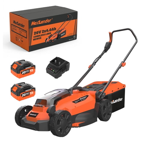 Maxlander 13" Cordless Lawn Mower, 2-in-1 Battery Powered Lawn Mower with Brushless Motor, 5-Position Height Adjustment with 2x4.0ah Batteries