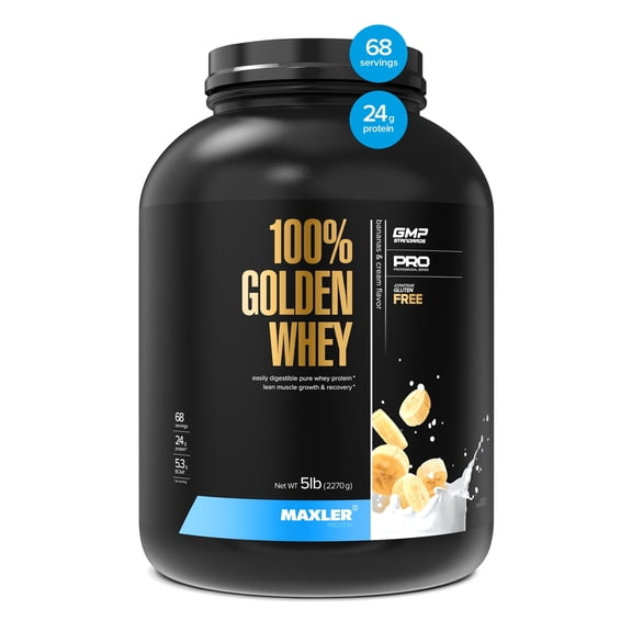 Maxler 100% Golden Whey Protein Powder - Bananas & Cream 5 lb