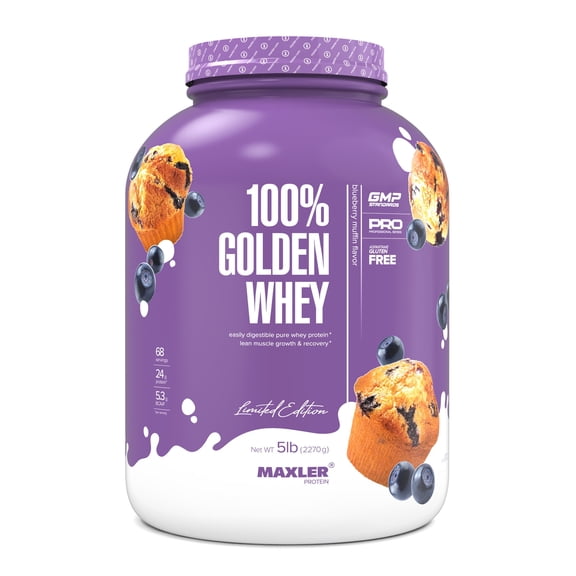 Maxler 100% Golden Whey Protein Powder - Blueberry Muffin 5 lb
