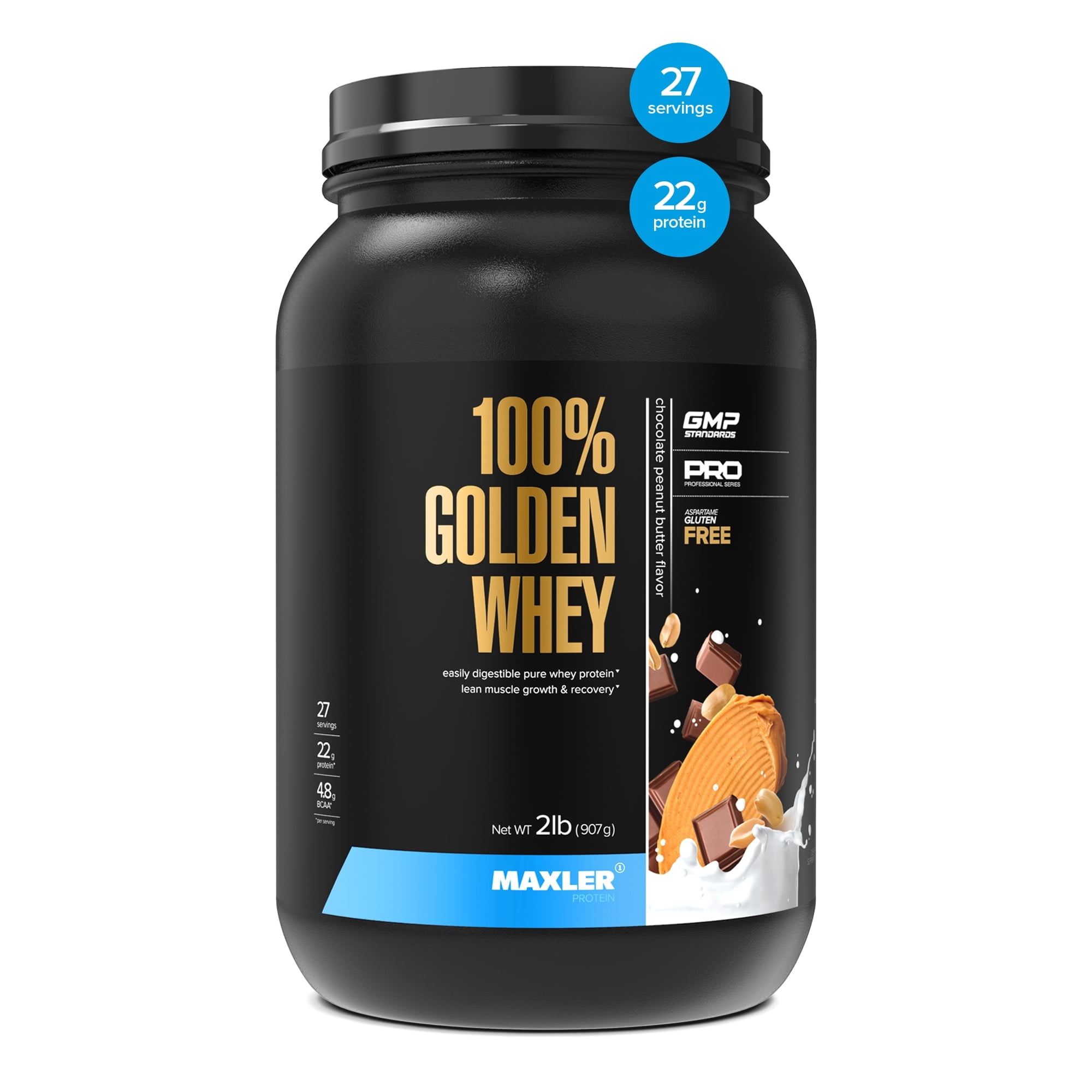 Maxler 100% Golden Whey Protein Powder - Chocolate Peanut Butter 2 lb
