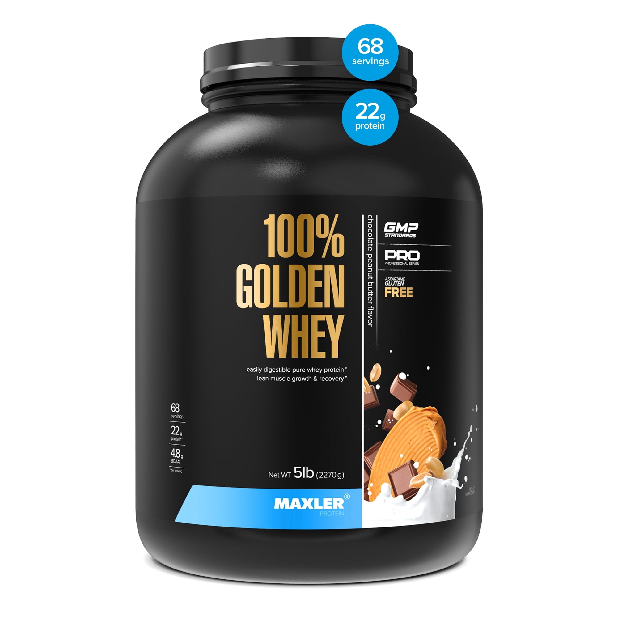 Maxler 100% Golden Whey Protein Powder - Chocolate Peanut Butter 5 lb
