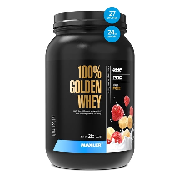 Maxler 100% Golden Whey Protein Powder - Strawberry Banana 2 lb