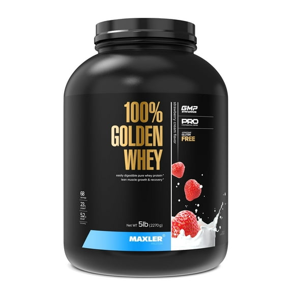 Maxler 100% Golden Whey Protein Powder - Strawberry ream 5 lb