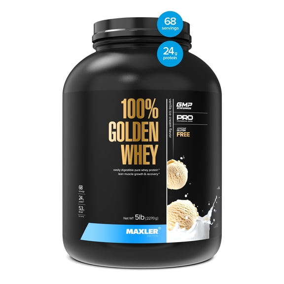 Maxler 100% Golden Whey Protein Powder - Vanilla Ice Cream 5 lb