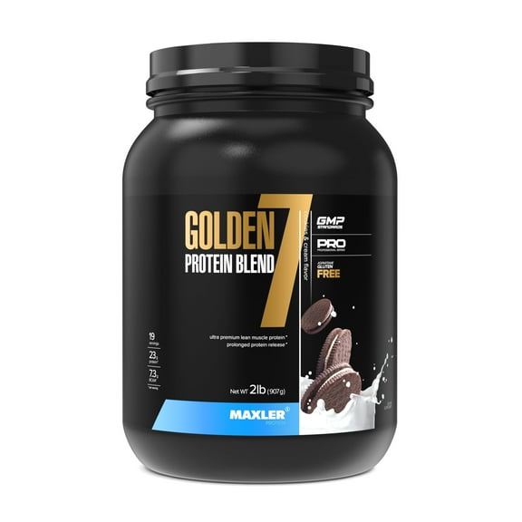 Maxler Golden 7 Protein Blend - Protein Powder for Muscle Gain & Recovery - Cookies and Cream Protein Powder 2 lb