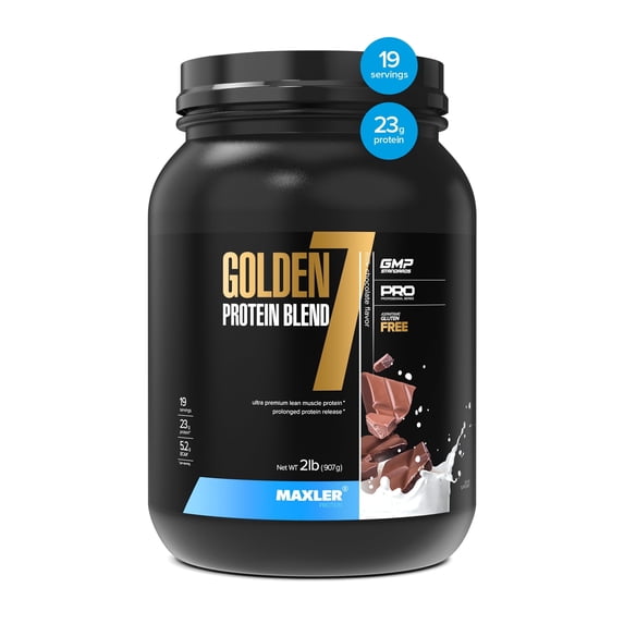 Maxler Golden 7 Protein Blend - Protein Powder for Muscle Gain & Recovery - Milk Chocolate Protein Powder 2 lb