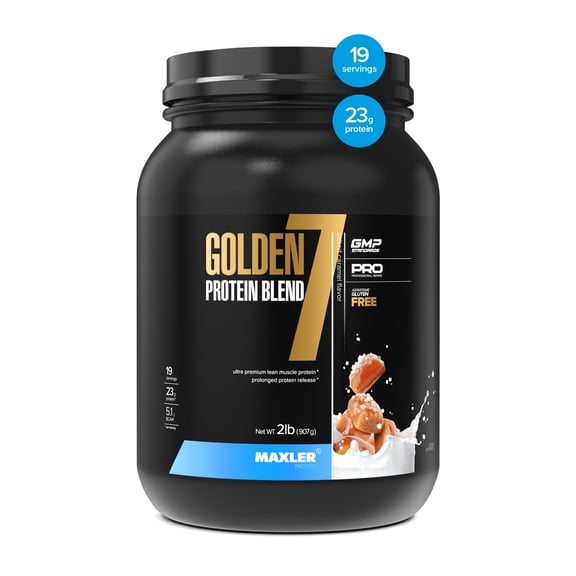 Maxler Golden 7 Protein Blend - Protein Powder for Muscle Gain & Recovery - Salted Caramel Protein Powder 2 lb