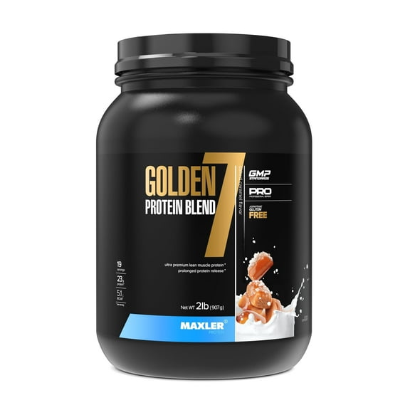 Maxler Golden 7 Protein Blend - Protein Powder for Muscle Gain & Recovery - Salted Caramel Protein Powder 2 lb