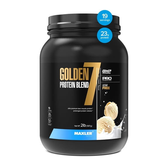 Maxler Golden 7 Protein Blend - Protein Powder for Muscle Gain & Recovery - Vanilla Protein Powder 2 lb