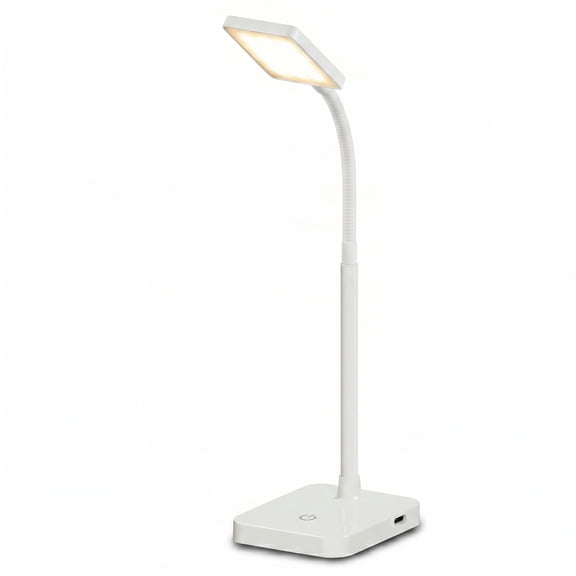 MaxLite 11.9 in. White Integrated LED Slim Desk Lamp with USB Charging Port and Adjustable Lamp Head