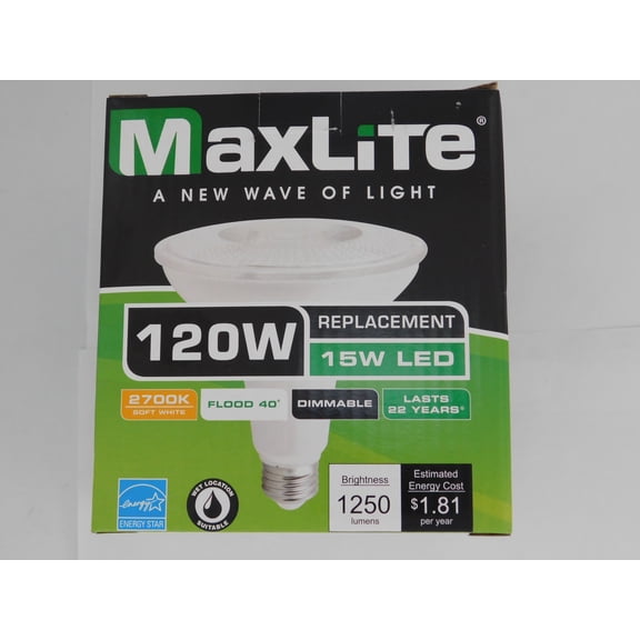 Maxlite LED Outdoor Flood Light Bulb, weatherproof 15 watt 120 watt replacement