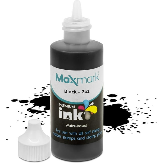 Maxmark Premium Ink Black Self-Inking Ink Pads for Refill, 2oz