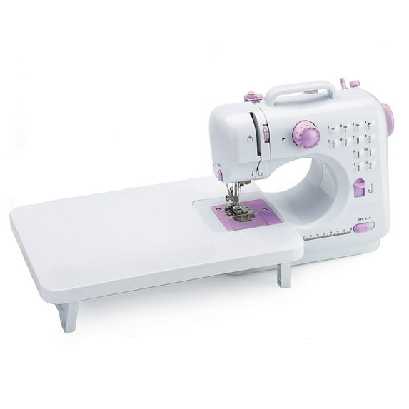 Maxmartt Mini Sewing Machine Electric 12 Stitches Upgraded Household Space Saver Safe Sewing Kit Portable Sewing Machine with Extension Table Suitable for Beginners, Best Gift for Kids, White US 110V