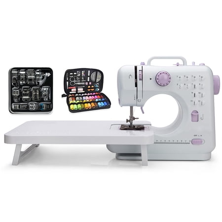 Maxmartt Mini Sewing Machine Set Lightweight 12 Stitches Portable Household Electric Handheld Sewing Tool with Upgraded Sewing Kit Extension Table Maquina de Coser Home DIY for Beginners US Plug 110V