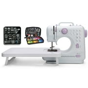 Maxmartt Mini Sewing Machine Set Lightweight 12 Stitches Portable Household Electric Handheld Sewing Tool with Upgraded Sewing Kit Extension Table Maquina de Coser Home DIY for Beginners US Plug 110V