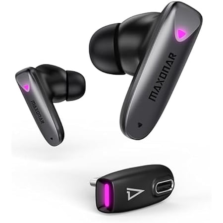Maxonar Gaming Earbuds for PS5, Quest 3S/3/2, (Updated Chip) Wireless Gaming Earbuds 25ms Low Latency, Dual Connection, 2.4GHz & Bluetooth 5.3, Hi-Fi Sound Compatible with Steam Deck, Switch
