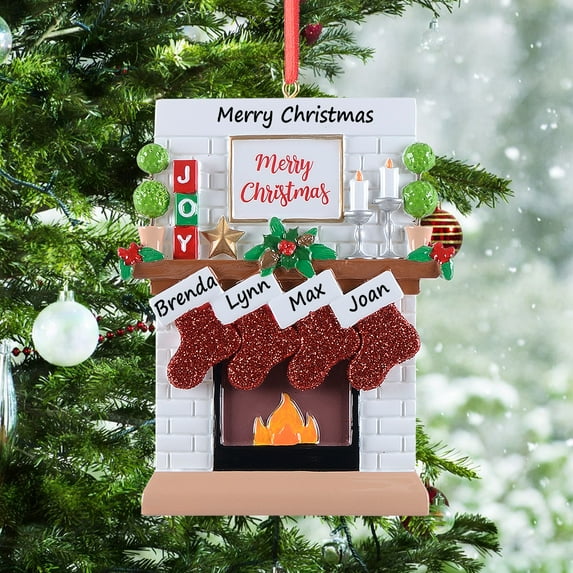 Maxora Customize Christmas Ornament for Family 4 Fireplace Stockings Christmas Tree Decoration