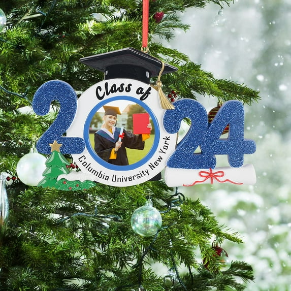 Maxora Customized Christmas Gift Ornament Graduate Photoframe Blue Free Customize