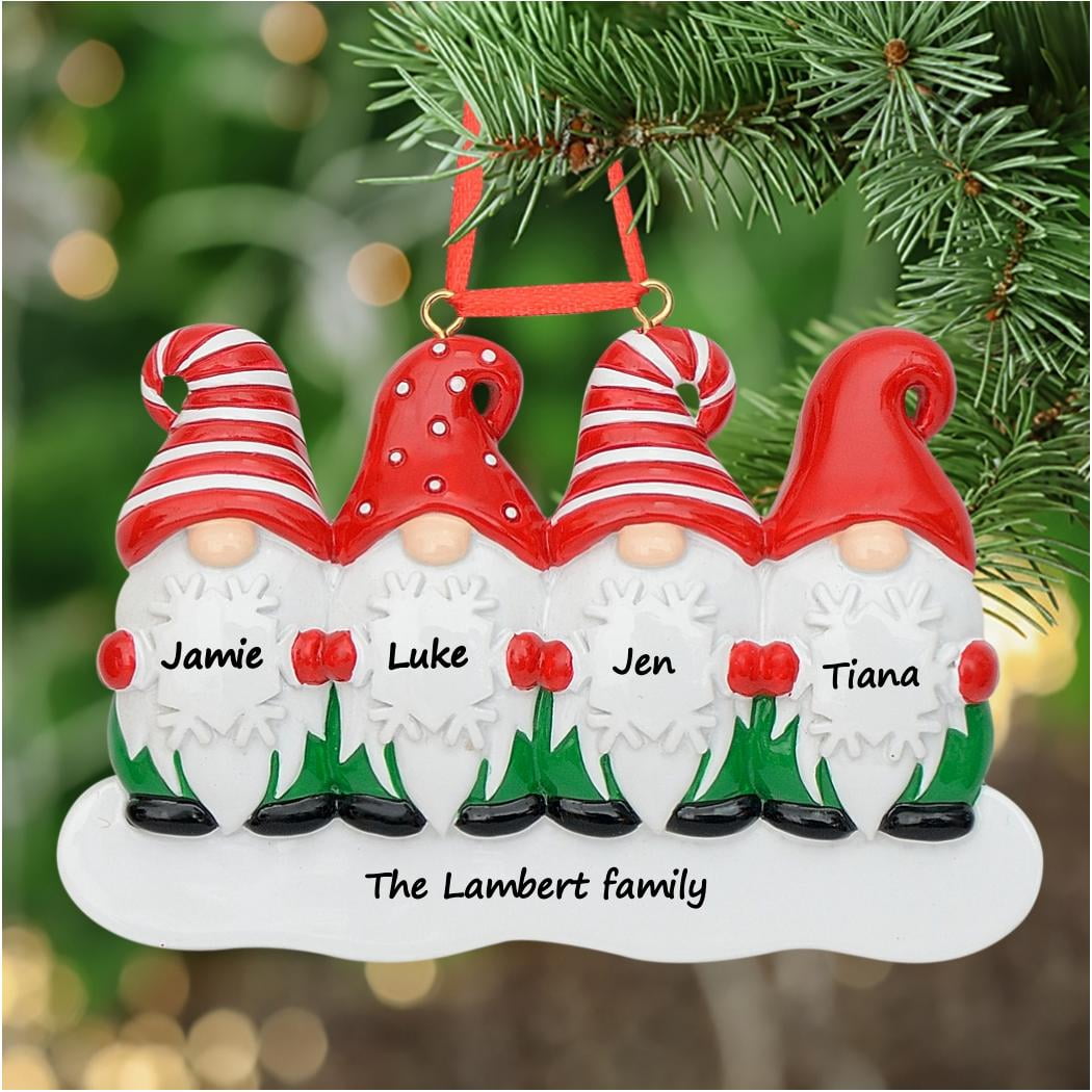Maxora Customized Christmas Ornament Personalized Gnomes Family