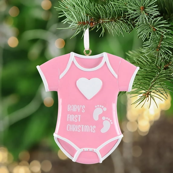 Maxora Personalized Ornament Customized Baby's 1st Christmas Baby Onesie Ornament Pink Free Customize
