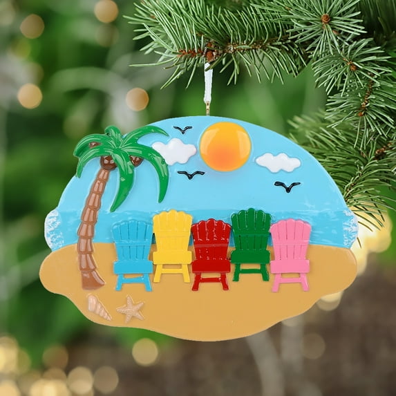Maxora Personalized Ornaments Customized Customized Ornament Sand Chair Family of 5 Free Customize