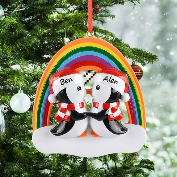 Maxora personalized Christmas ornament LGBT Penguin Love