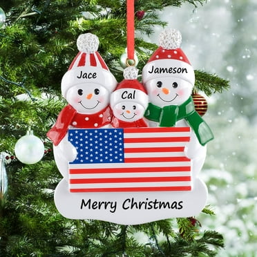 Maxora personalized ornament Patriotic Snowman Family 3