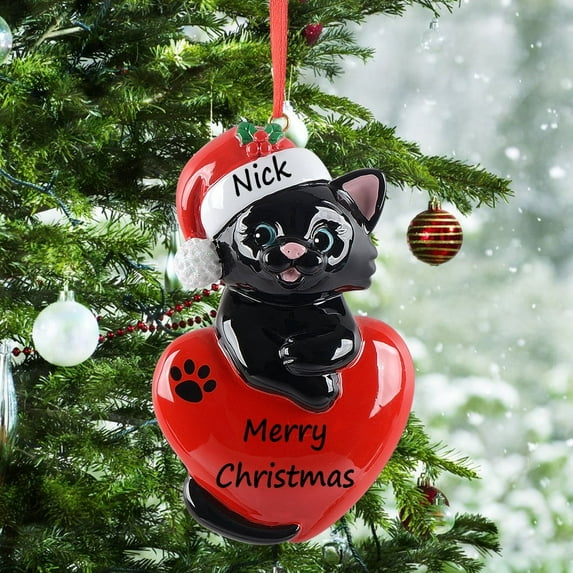 Maxora personalized pet ornament Cute Cat Black