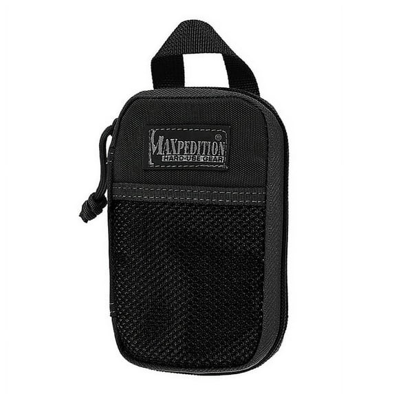Maxpedition Black Tactical Organizer Pouch with Mesh Slip Pocket Elastic Dividers and Webbing Handle