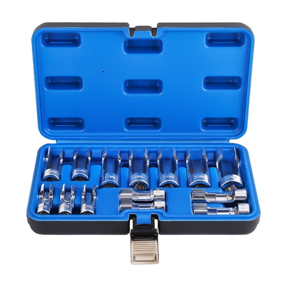 Maxpeedingrods 14 PCS Drive Diesel Injector Fuel Line Socket Wrench Set 3/8" 1/2" Metric line Socket 8-22mm for Wire Nut Socket for Wired Temperature Sensor, Thermo Switch, Master cylinders