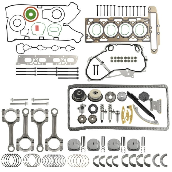 Maxpeedingrods 2.4L Engine Overhaul Rebuild Kit & Timing Chain VVT Gear Kit for Chevy Buick GMC