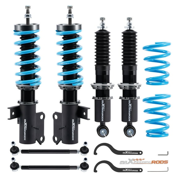 MaXpeedingrods Coilover for Chevy Camaro 2010-2015, 24 Levels Damper Adjustable Coilovers Suspension Kit Strut, Height Adjustable Shock Absorber Struts, T6 Upgraded Lowering Kits Blue