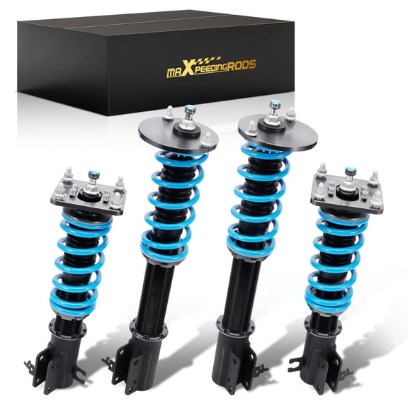 MaXpeedingrods Coilover for Mazda 323 GTX FWD 1990-1994, for Mazda Protege FWD 1990-1994, 24 Levels Damper Adjustable Coilovers Suspension Kit Strut, Height Adjustable T6 Upgraded Lowering Kits Blue