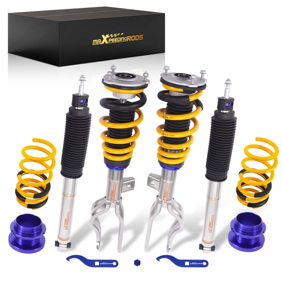 MaXpeedingrods Coilover for Tesla 3 2017+ AWD, 24 Levels Damping Adjustable Coilovers Suspension Kits, Height Adjustable Shock Absorber Struts, Street Comfort C2 Upgraded Series Lowering Kits Gold