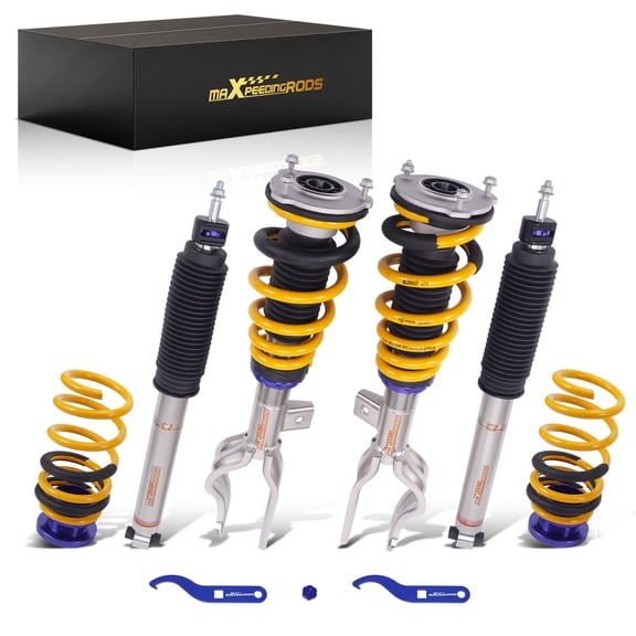 MaXpeedingrods Coilover for Tesla model Y 2020+ AWD, 24 Levels Damping Adjustable Coilovers Suspension Kits, Height Adjustable Shock Absorber Struts, C2 Upgraded Series Lowering Kits Gold