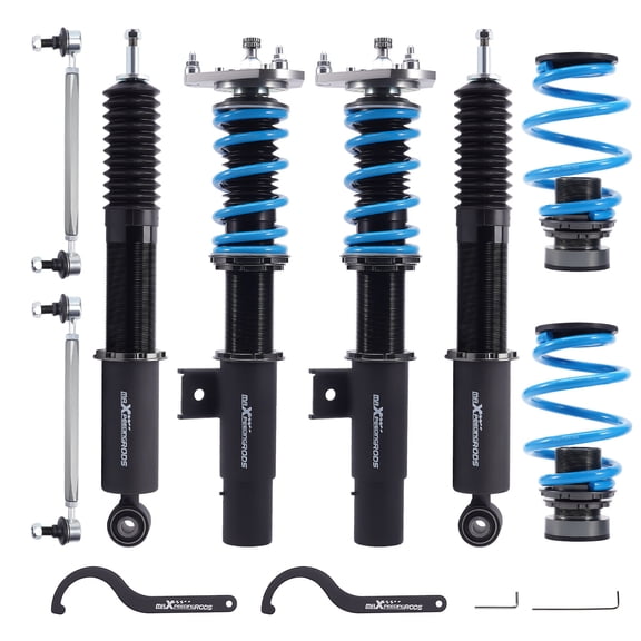 MaXpeedingrods Coilover for VW Golf Mk5 Mk6 2003-2012, for for VW Jetta MK5 Mk6 2005-2019, 24 Levels Damper Adjustable Coilovers Suspension Kit, Height Adjustable T6 Upgraded Lowering Kits Blue