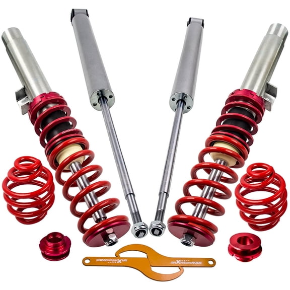 Maxpeedingrods Red Front +Rear Coilover Kit for BMW 3 Series E46 320 323 325 328 330 335 Cabrio Fits select: 2004-2005 BMW 325 IS SULEV, 2001-2005 BMW 330 CI