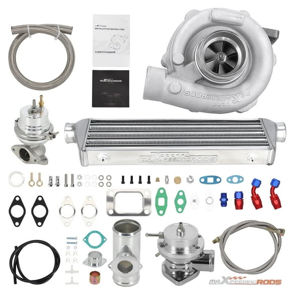 Maxpeedingrods T3 T4 T04E Universal Turbo Turbocharger+Wastegate+ Intercooler+BOV+ Oil Line Kit
