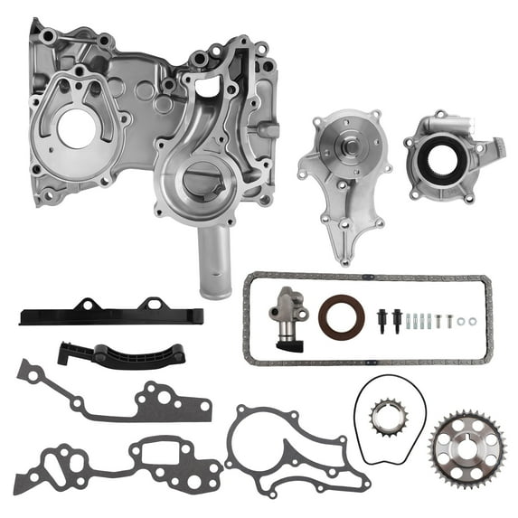 Maxpeedingrods Timing Chain Kit Cover w/ Steel Rail Oil Water Pump For Toyota 2.4 22RE PICKUP