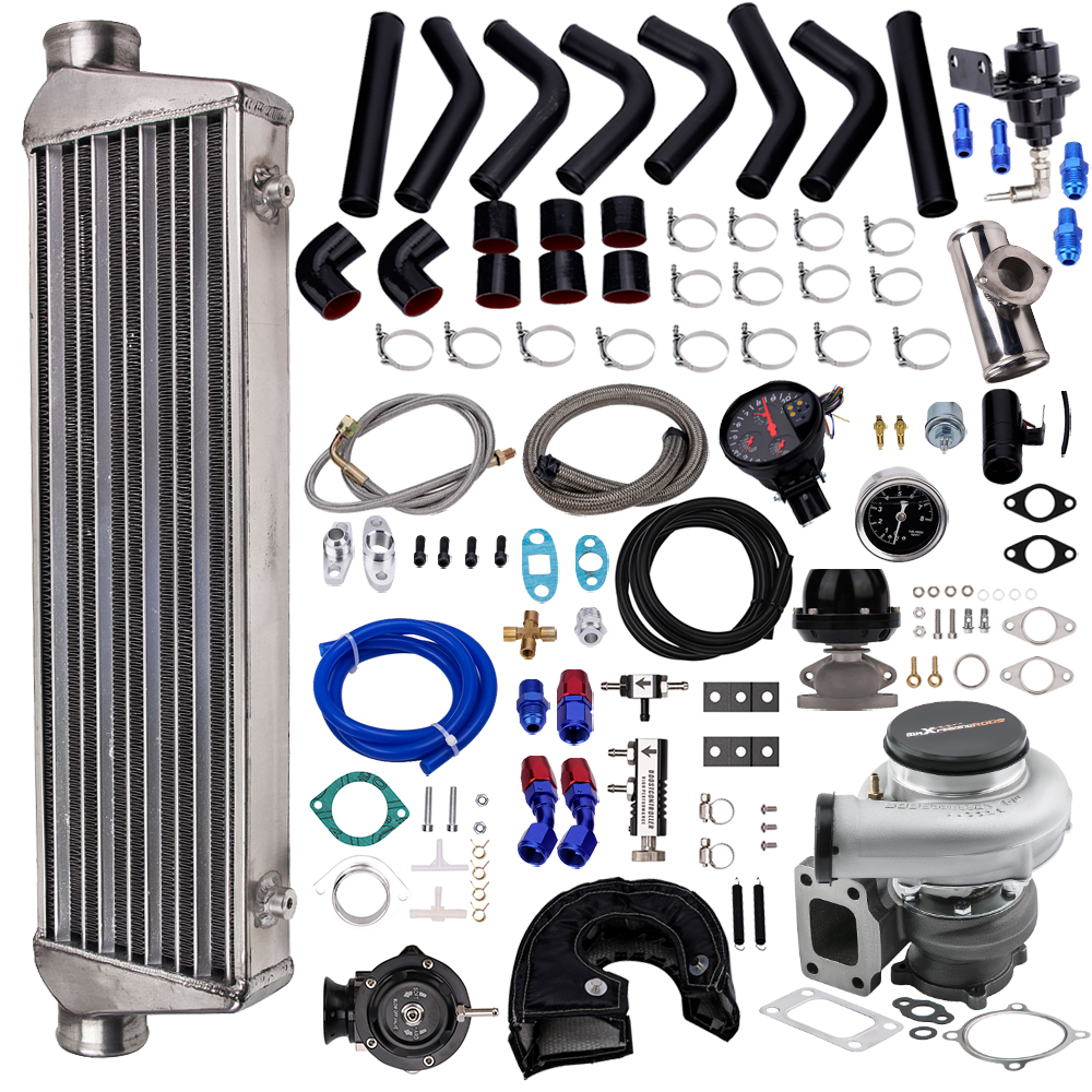 Maxpeedingrods Turbo Kit Wastegate +BOV+Intercooler+Piping 600hps T3 Ar